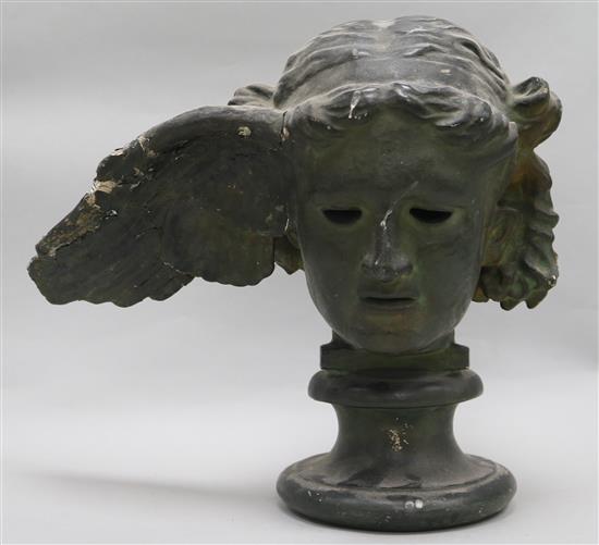 A bronzed plaster head of Athena
